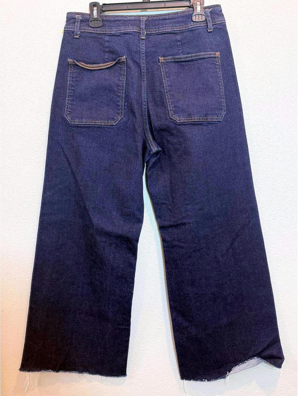 ZARA Marine Straight Dark Wash Wide Leg Jeans - Size 14 NWOT - Picture 5 of 5